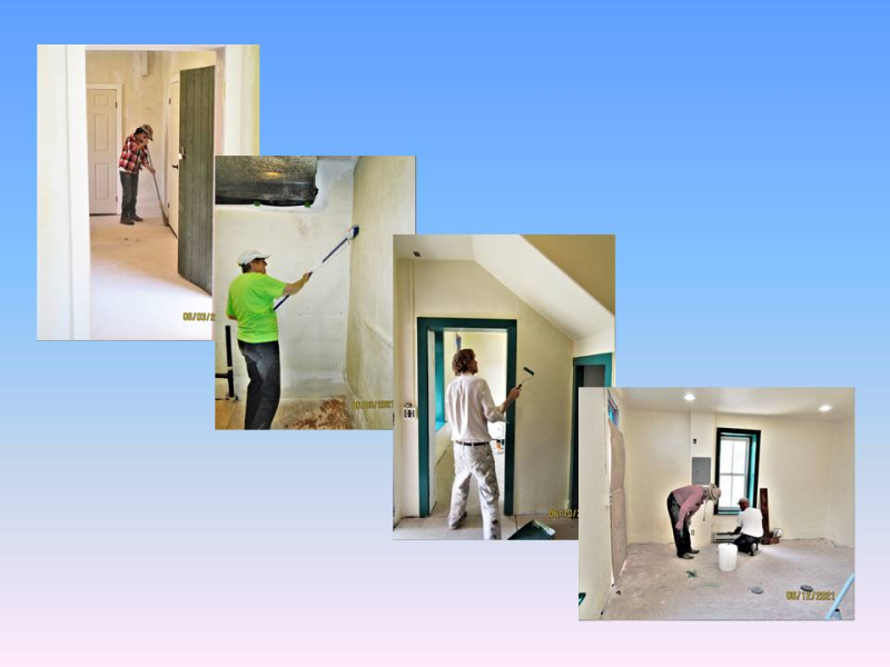 photo array of four persons performing interior construction work